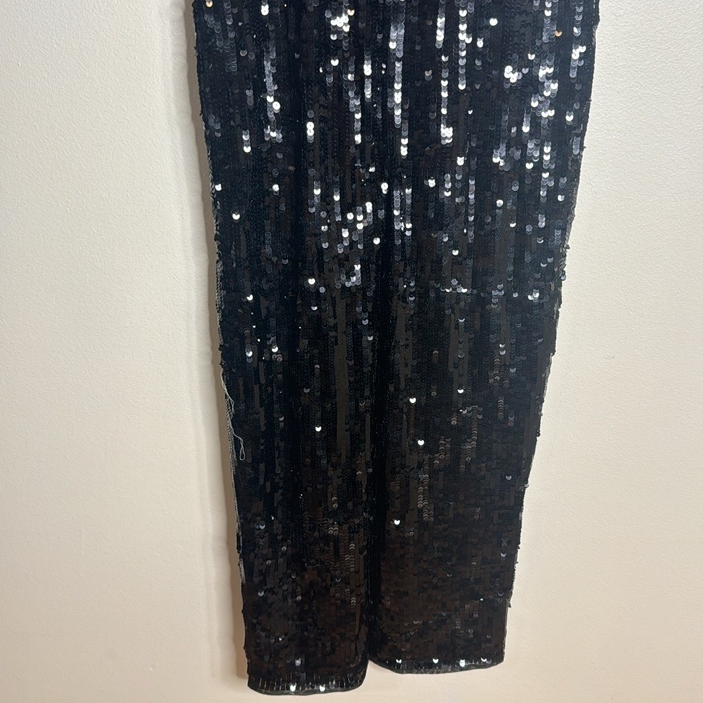 Mac Duggal Sequined Embellished Collar Gown in Black Green size 6 style 93613 - Picture 13 of 16